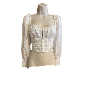 ASTR the Label Top Women Small Concord Smocked Boho Coquette Milkmaid